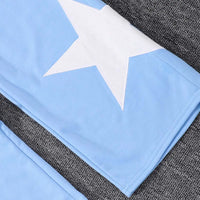 Girls Blue Star Embroidered Hooded Zipper Sweatshirt With Jogger Sets Sets