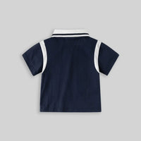 Boys Navy Blue Short Sleeves Polo T-Shirt With Shorts Co-ord Sets Sets