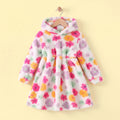 Girls Multicolor Floral Print Hooded Fleece Dress Casual Dresses Multicolor 3-4 Y
