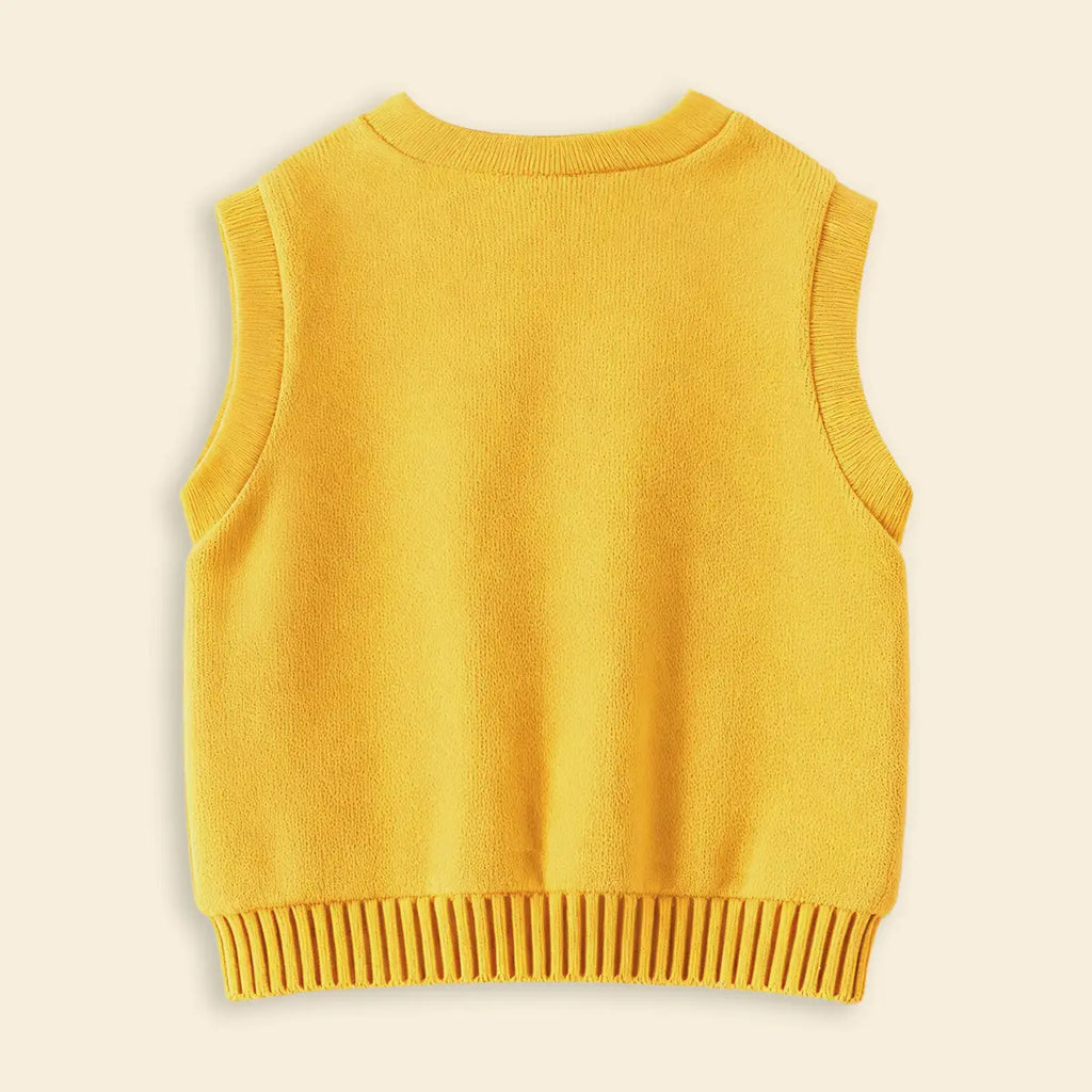 Boys Yellow Sleeveless Sweater Cardigan Sweaters & Cardigans