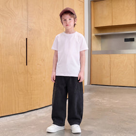 Boys Black Loose Fit Elasticated Denim Jeans Pants Black 5-6 Y