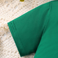Girls Dark Green Short Sleeve Polo Top With Checked Skirt Sets 2 pc. Sets