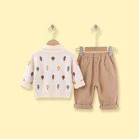 Boys Off White Jacquard Cardigan With Shirt And Pants Sets 3 pc. Sets