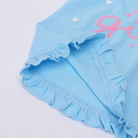 Girls Sky Blue Heart Printed Top With Matching Shorts Sets Sets