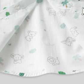 Boys White Animals Cartoon Printed Short Sleeves Shirt Shirts