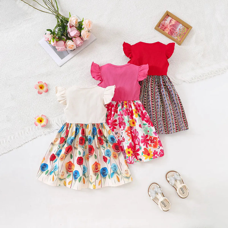 Girls Multicolor Printedl Fit & Flare Dress Pack of 3 Casual Dresses