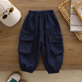 Boys Navy Blue Solid Sleeveless Hooded Jacket With T-Shirt and Pants Set Sets