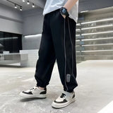 Boys Black Side Stripe Joggers