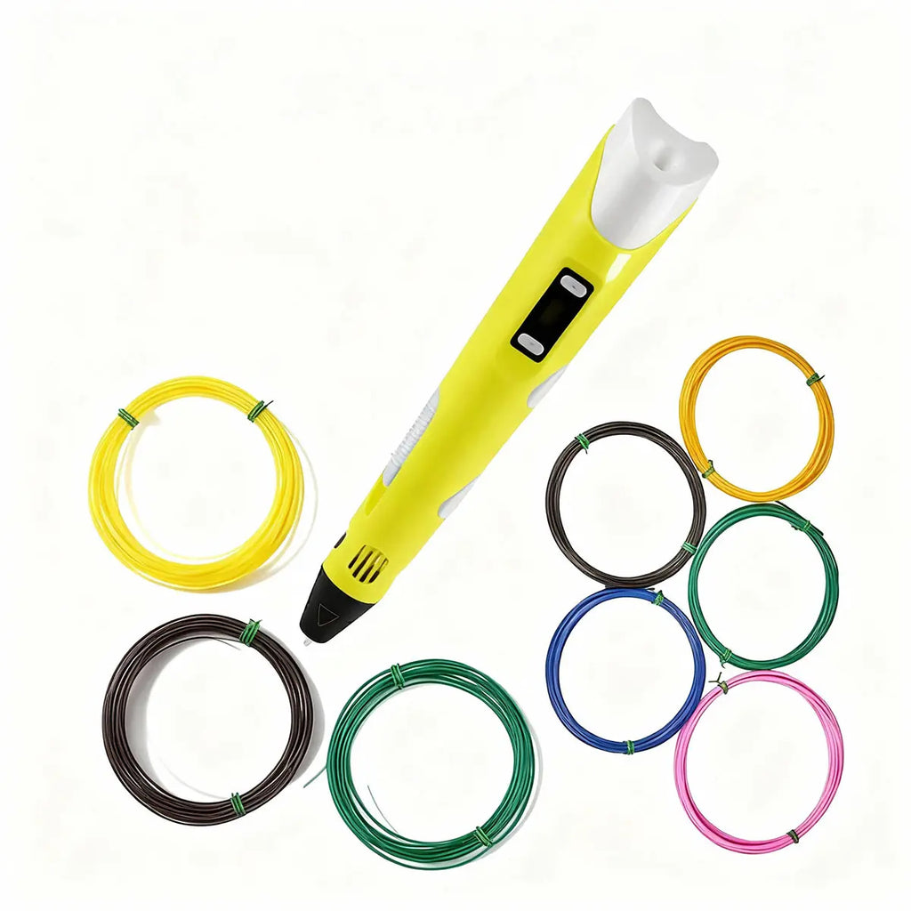 Kids Yellow 3D Drawing Printing Pen with Filaments Trending Accessories