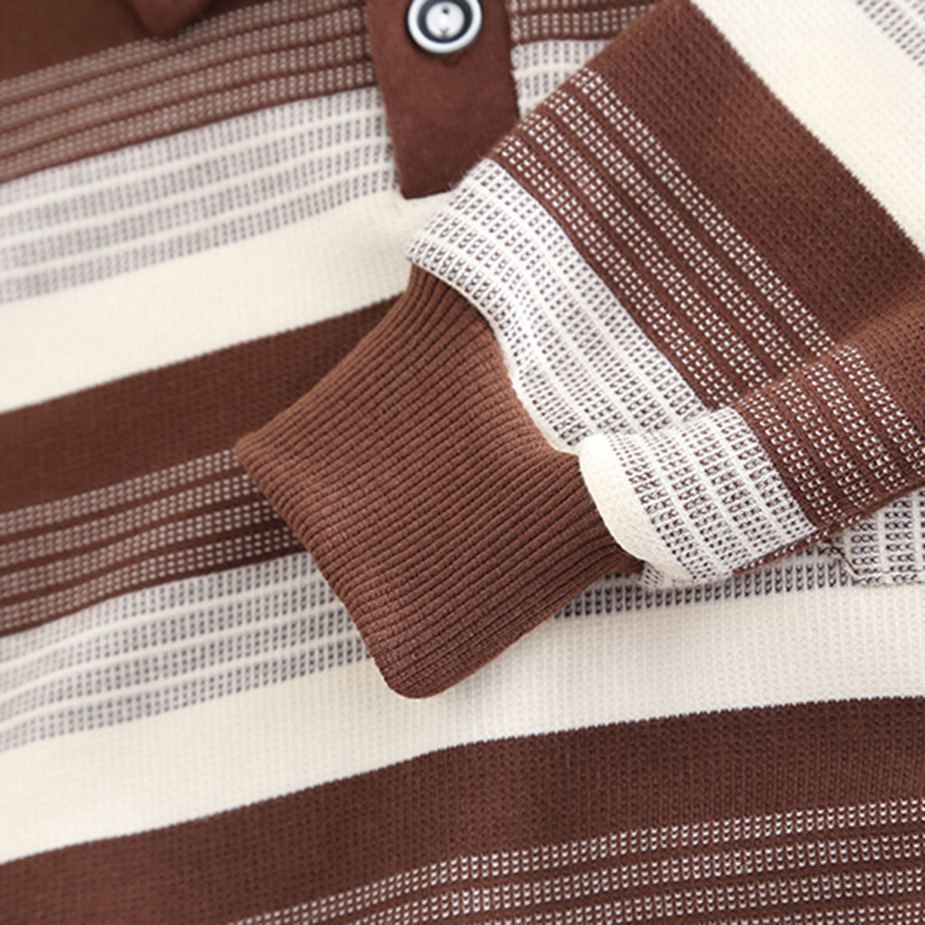 Boys Brown Stripes Polo T-Shirt With Pants set 2 pc. Sets