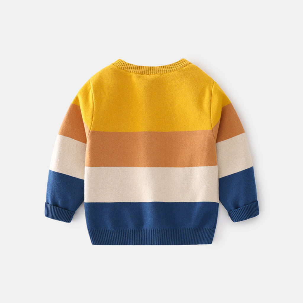 Boys Multicolor Stripes Regular Sweater Sweaters & Cardigans