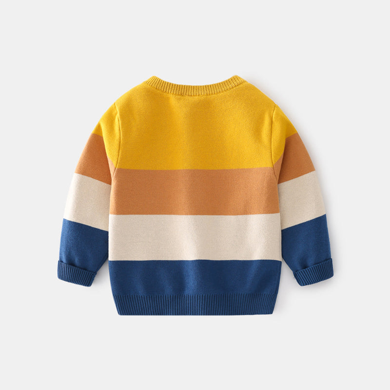 Boys Multicolor Stripes Regular Sweater Sweaters & Cardigans