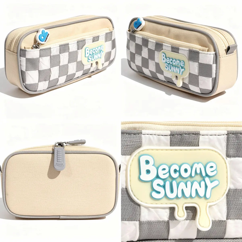 Cute Checked Pencil Pouch with Become Sunny Design Trending Accessories
