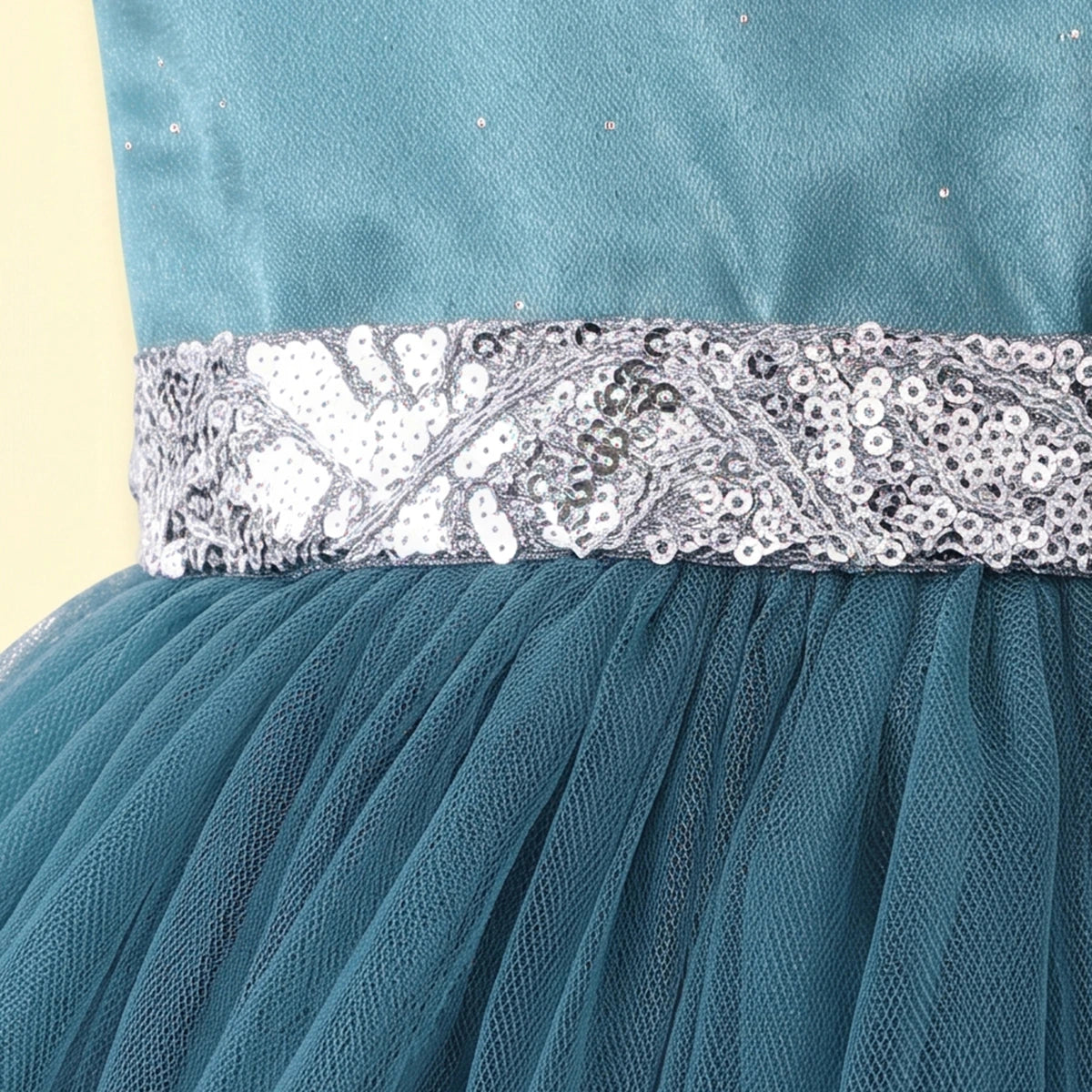 Girls Teal Solid Sleeveless Fit & Flare Party Dress Party Dresses