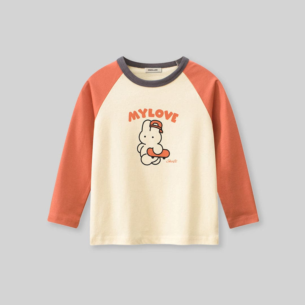 Girls Printed Raglan Sleeves T-Shirt Tshirts   