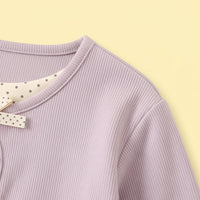 Girls Purple Polka Dot Printed Top With Denim Pants Sets Sets