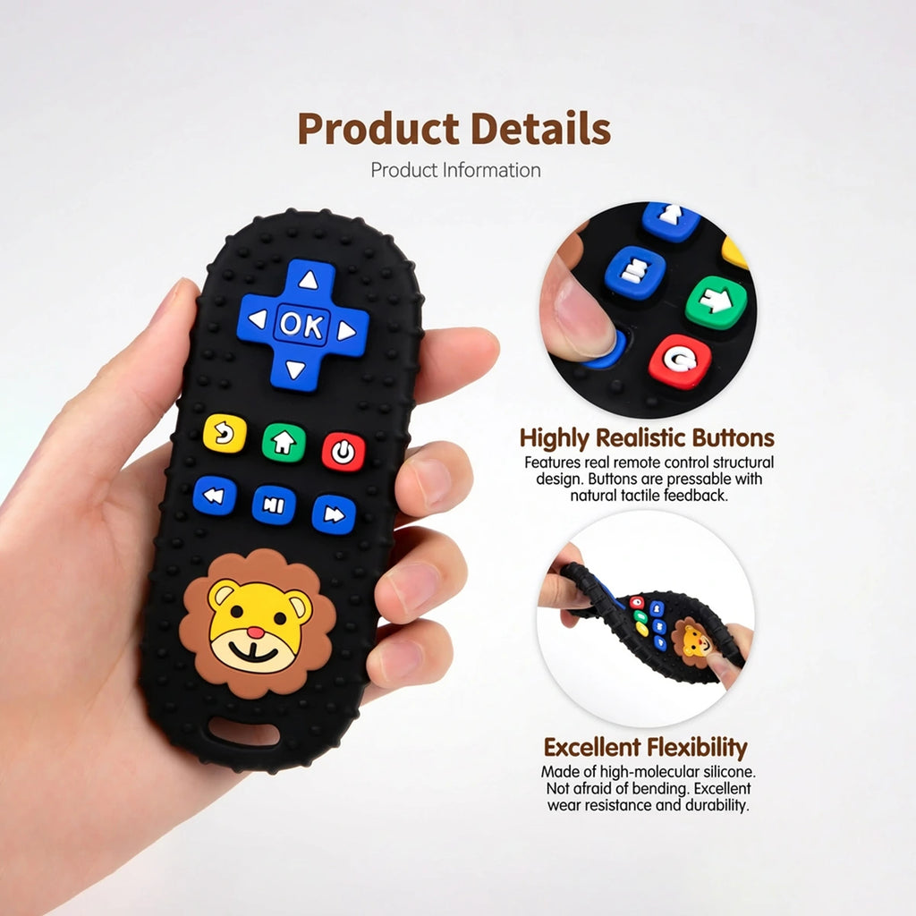 Baby Black Lion Remote-Control Shape Silicone Teether Trending Accessories