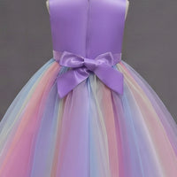 Girls Purple Sequin Embellished Fit & Flare Party Wear Dress With Flower Applique Party Dresses