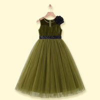 Girls Olive Green Sleeveless Fit & Flare Party Dress Party Dresses Olive 2-3 Y