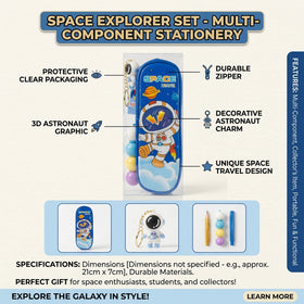 Boys Blue Space Astronaut Pencil Box With Keychain Trending Accessories