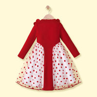 Girls Red Floral Applique Fit & Flare Dress Casual Dresses
