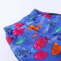 Boys Blue Fish Printed Short Sleeves Shirt With Printed Shorts Sets Sets