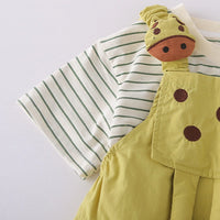 Boys Short Sleeve T-Shirt With Lime Green Animal Applique Dungaree Sets 2 pc. Sets