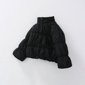 Girls Black Solid Puffer Winter Jacket Coats & Jackets