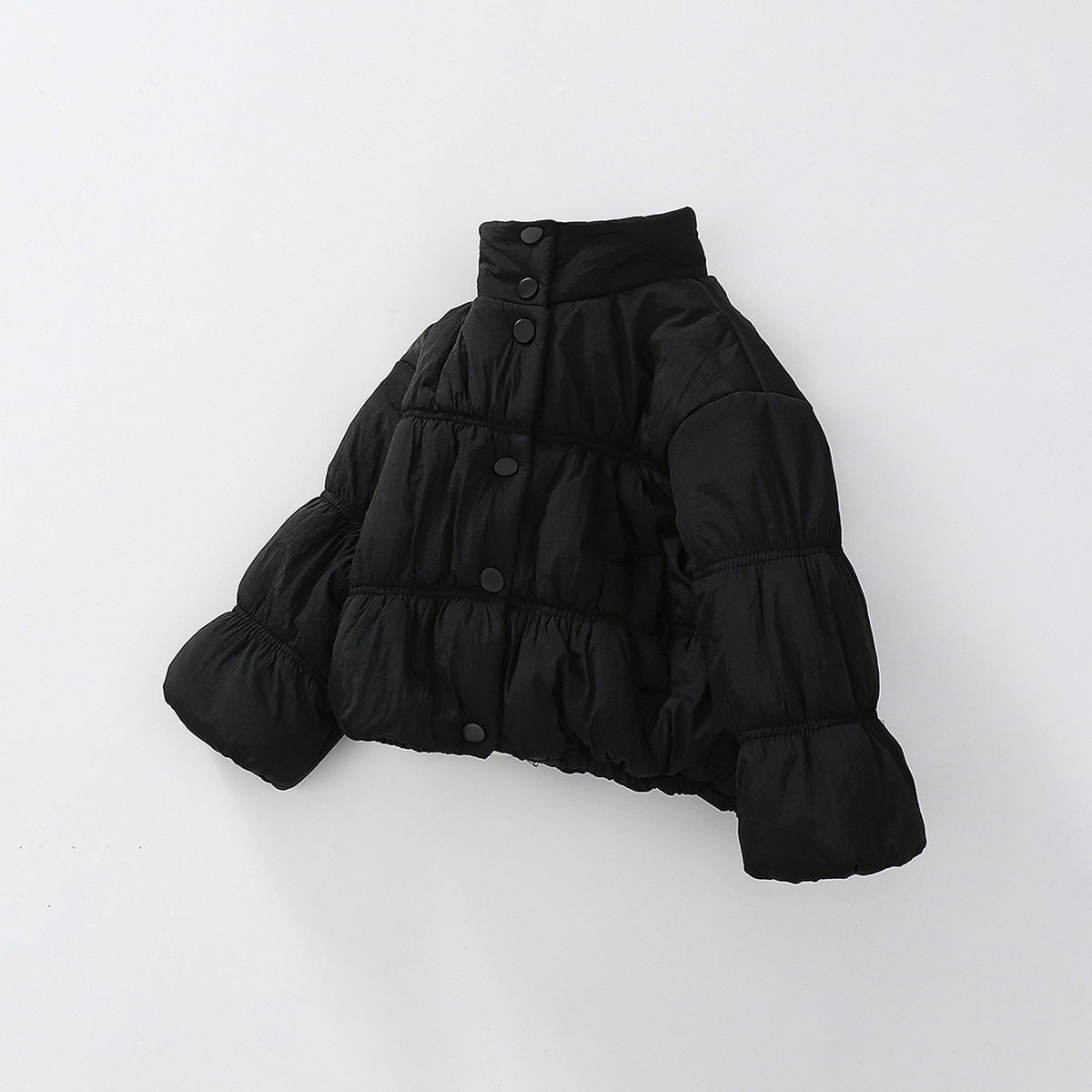 Girls Black Solid Puffer Winter Jacket Coats & Jackets