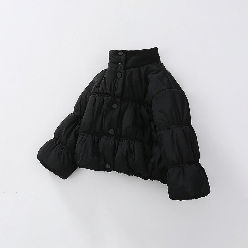 Girls Black Solid Puffer Winter Jacket Coats & Jackets