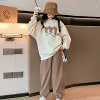 Girls Off White Typographic Printed Oversized Sweatshirt With Jogger Sets Sets Off White 5-6 Y