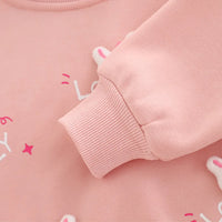 Girls Pink Applique Regular Sweatshirt With Trousers Sets 2 pc. Sets