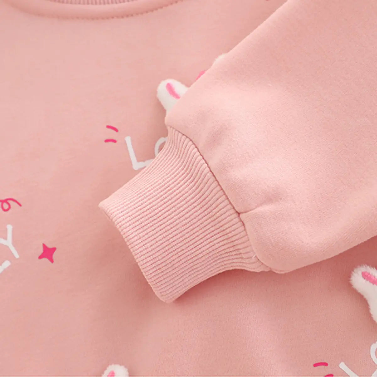 Girls Pink Applique Regular Sweatshirt With Trousers Sets 2 pc. Sets