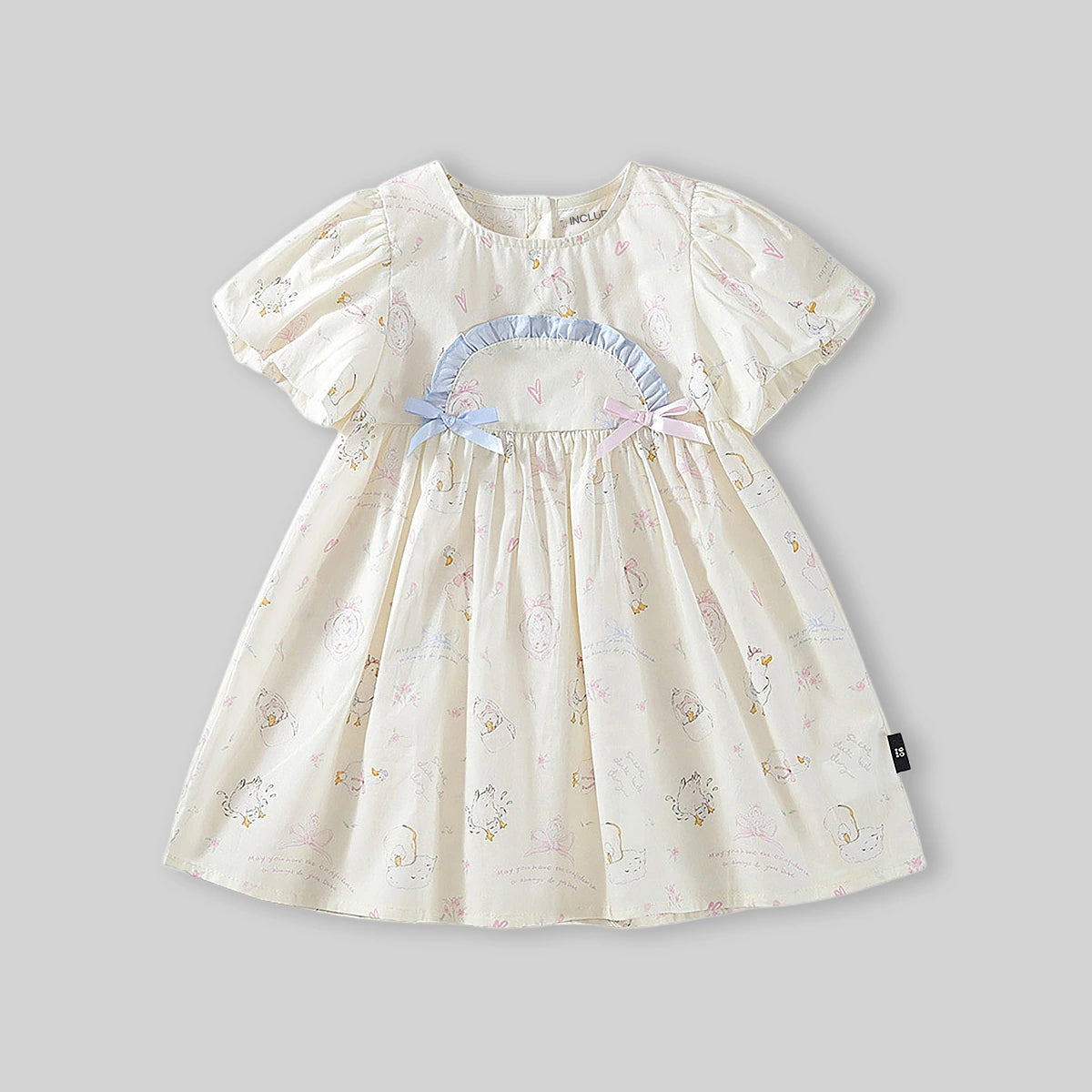 Girls Off-White Printed Short Sleeve Fit & Flare Dress Casual Dresses