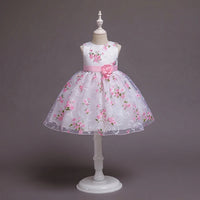 Girls Light Pink Floral Print Fit & Flare Party Wear Dress Party Dresses Light Pink 1-2 Y