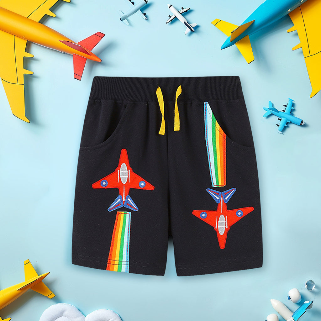 Boys Aeroplan Embroidery Elasticated Shorts