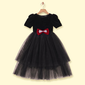 Girls Black Short Sleeve High-Low Party Dress Party Dresses Black 1-2 Y