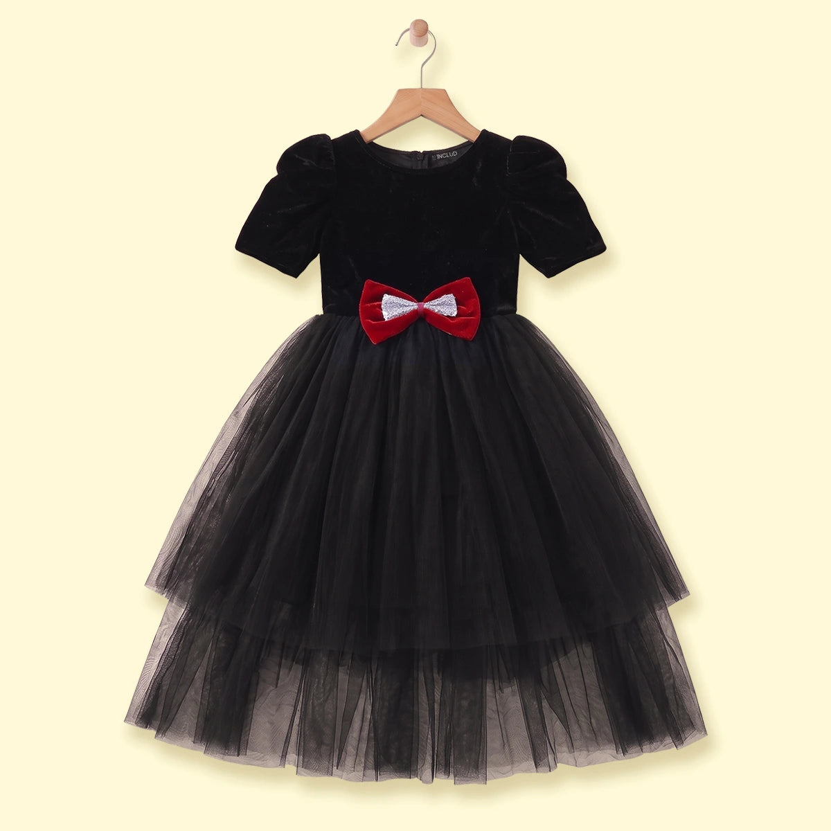 Girls Black Short Sleeve High-Low Party Dress Party Dresses Black 1-2 Y