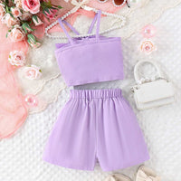 Girls Flower Applique Camisole Top With Shorts Set Sets   