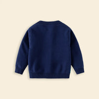 Boys Navy Blue Self-Design Long TAil Dinosaur Pattern Knitted Sweater Sweaters & Cardigans