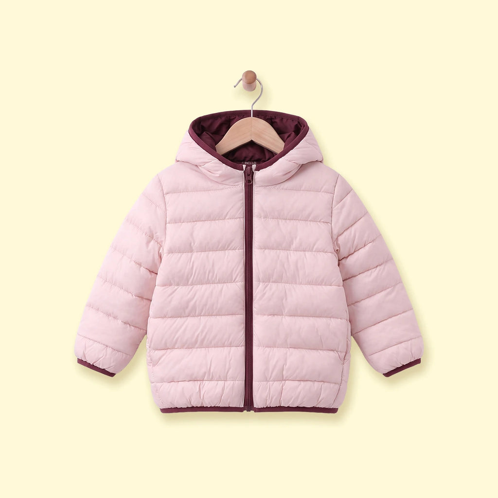 Girls Light Pink Hooded Zip-up Puffer Jacket Coats & Jackets Light Pink 1-2 Y