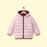 Girls Light Pink Hooded Zip-up Puffer Jacket Coats & Jackets Light Pink 1-2 Y