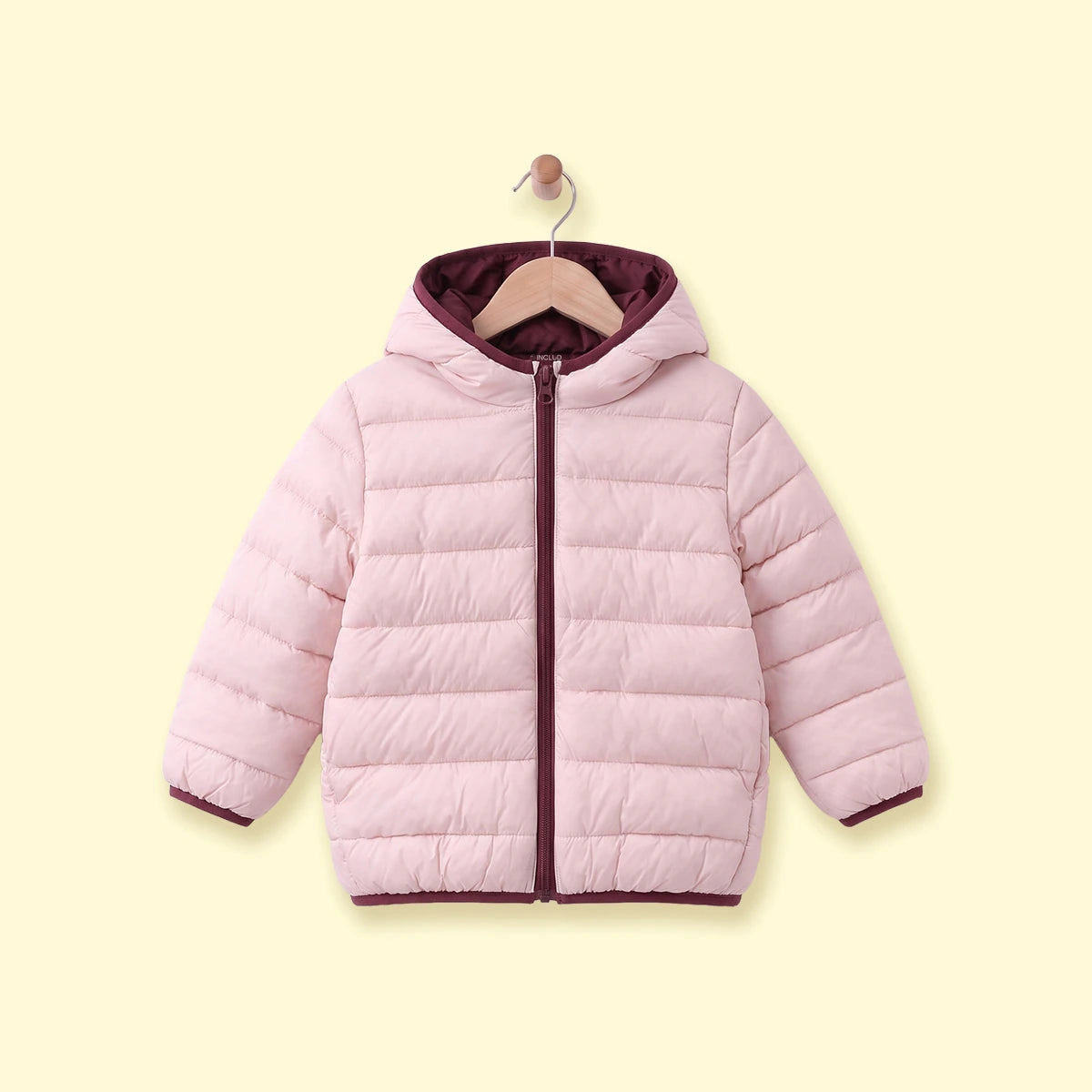Girls Light Pink Hooded Zip-up Puffer Jacket Coats & Jackets Light Pink 1-2 Y