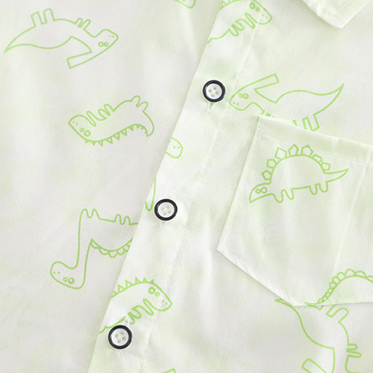Boys Green Dinosaur Printed Shirt With Sleeveless T-Shirt And Shorts Set 3 pc. Sets