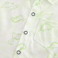 Boys Green Dinosaur Printed Shirt With Sleeveless T-Shirt And Shorts Set 3 pc. Sets