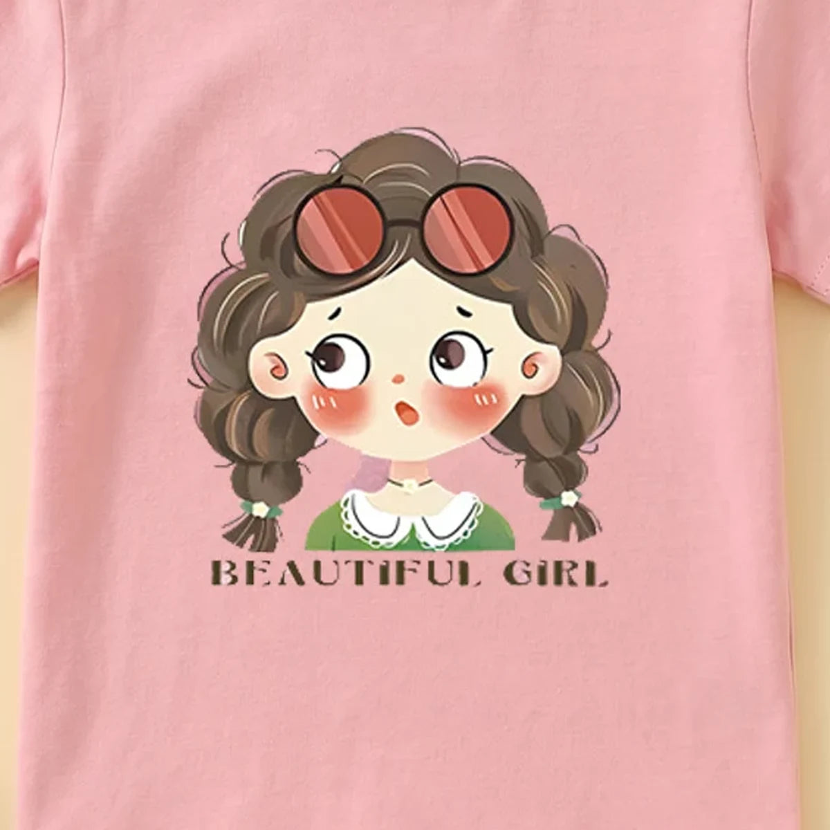 Girls Pink Short Sleeve Girl Graphic T-Shirt Tshirts