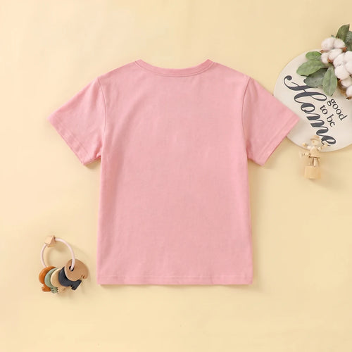 Girls Pink Short Sleeve Girl Graphic T-Shirt Tshirts