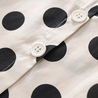 Girls Apricot Polka Dot Printed Puff Sleeve Top With Elasticated Pants Sets Sets