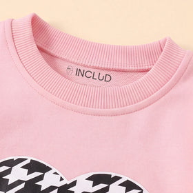 Girls Pink Heart Long Sleeve Sweatshirt With Pants Sets 2 pc. Sets