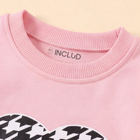 Girls Pink Heart Long Sleeve Sweatshirt With Pants Sets 2 pc. Sets